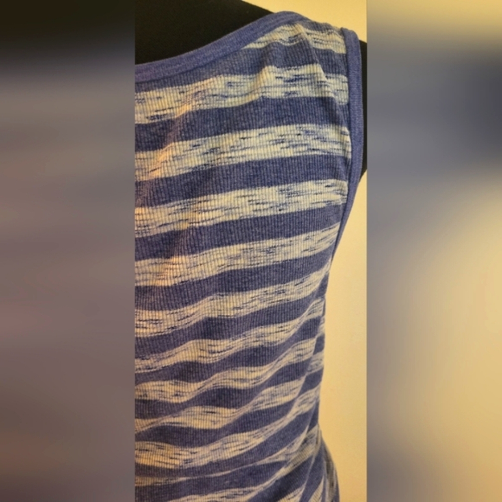 Casual Purple & Gray Striped‎ Women's Tank Top (Size L) - Picture 8 of 11